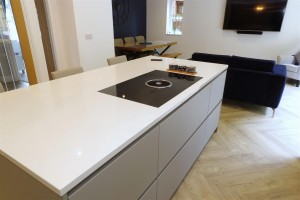 Silestone by Cosentino Miami white worktops and BORA Basic hob