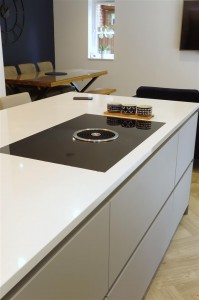 Silestone by Cosentino Miami white worktops and BORA Basic hob