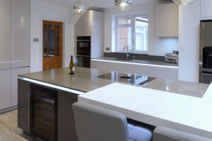 Another stunning #kitchen completed in High gloss taupe featuring the #Neff slide n hide oven