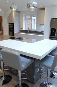Another stunning #kitchen completed in High gloss taupe featuring the #Neff slide n hide oven